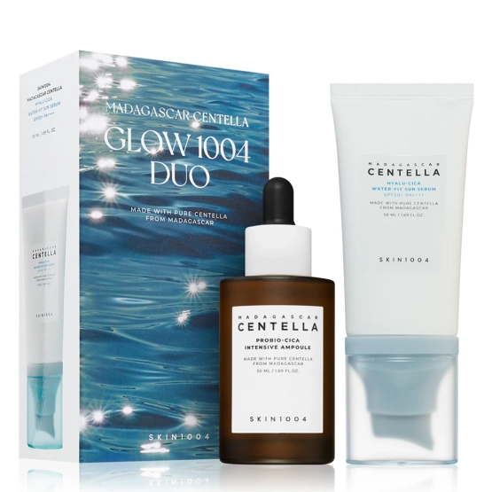 SKIN1004 Madagascar Centella Glow 1004 Duo Centella Probio-Cica Intensive Ampoule serum 50ml + Centella Hyalu-Cica Water-Fit Sun Serum z SPF50+ 50ml